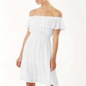 TOMMY BAHAMA Off-The-Shoulder  Pullover Midi Dress White Size Large Vacation